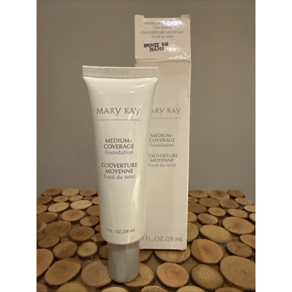 MARY KAY MEDIUM COVERAGE FOUNDATION BRONZE 808‎ 364300 Gray CAP 1 OZ NIB